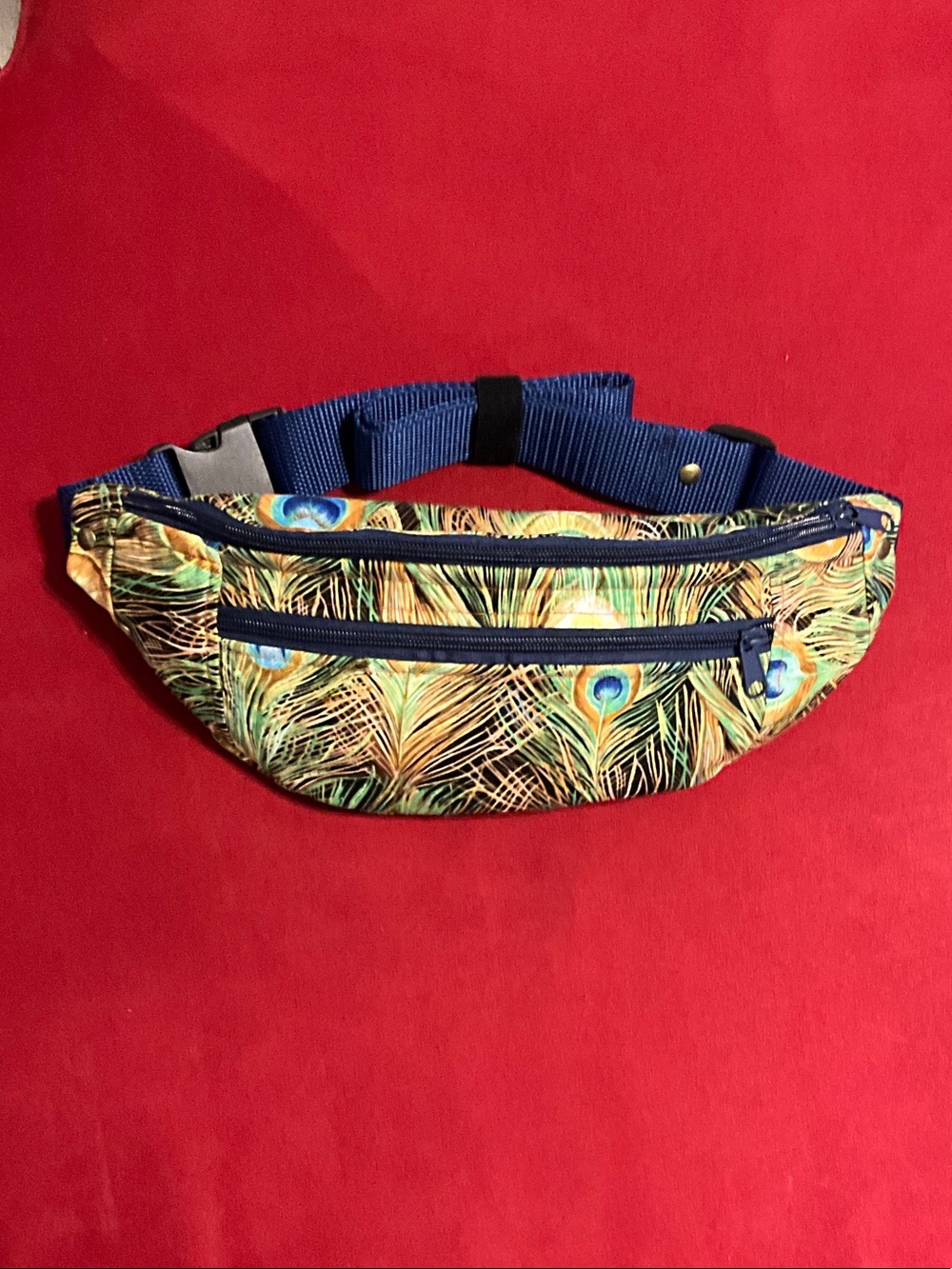 Peacock Feather Print Waist Bag Crossbody